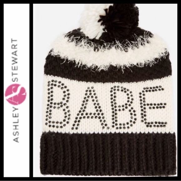 Ashley Stewart Accessories - NWT Embellished “BABE” Pom Pom Hat